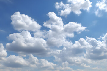 Fototapeta premium Peaceful blue sky covered with soft white clouds drifting gently evoking calm and tranquil feelings