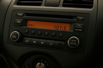 Car Music System Controls with Display Screen for Entertainment Features