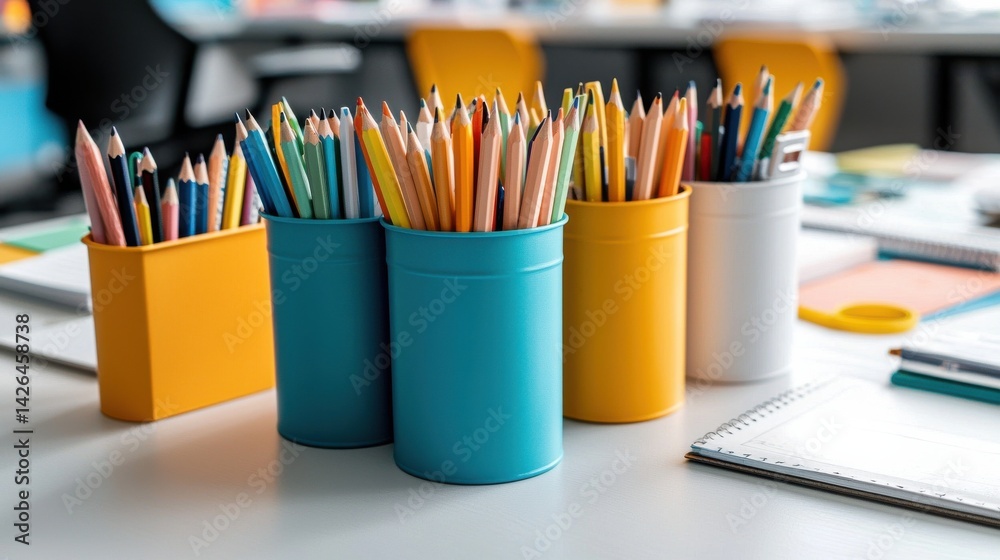 Aufkleber a table with a bunch of pencils in different colors