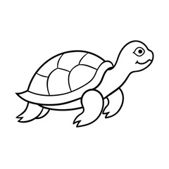 Cute cartoon turtle outlined vector illustration simple design suitable for coloring pages