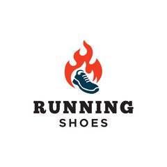 Running Shoes Or Sneakers logo isolated on white background.