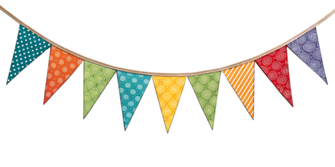 front view Triangular flag garland png