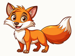 Obraz premium A high-quality vector illustration of a smart cartoon fox with a bushy tail and sly grin, isolated on a white background