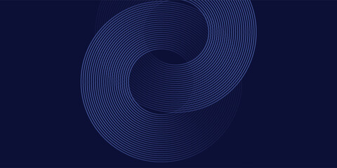 Abstract blue glowing geometric lines on dark blue background. Modern shiny blue circle lines pattern. Futuristic technology concept. Suit for cover, poster, banner, brochure, header, website vector