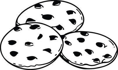 Delicious Homemade Chocolate Chip Cookies on White Background Vector Illustration