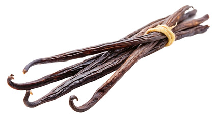 vanilla beans and cinnamon sticks isolated on white background PNG. GENERATIVE AI