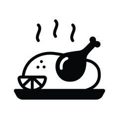 Get a glimpse of roasted chicken icon designed in glyph style