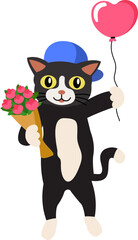 Cute Animal Bring Flower For Valentine's Day