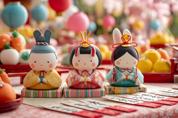 Hinamatsuri, Girls' Day in Japan, Japanese holidays, Japanese traditions, girl figurines, girls, drawing, illustration, Japanese culture, Japan