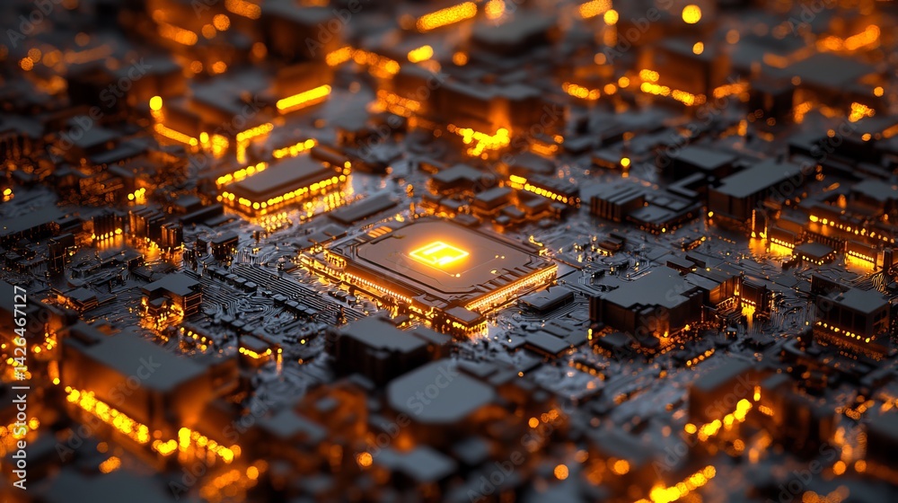 Poster abstract technology background glowing circuit board digital art modern design futuristic technology