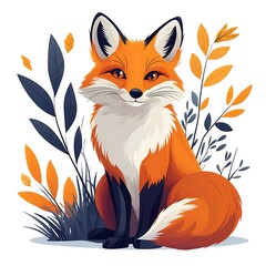 Fototapeta premium Autumn leaves fox artwork high resolution image