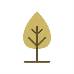 Minimalist vector tree with stylized leaf shape and dark brown trunk
