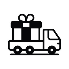 A customizable glyph style icon showing gift delivery truck