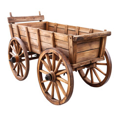 Fototapeta premium Old wooden cart isolated on white background