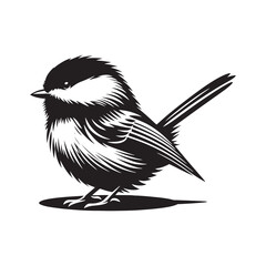 Black-capped chickadee Bird Silhouette - Illustration of Black-capped chickadee, - Minimalist Black-capped chickadee Design .