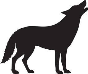 Silhouette of wolf howling vector illustration