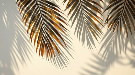 Obraz premium Realistic shadow overlay effect. Natural palm leaf shadows isolated on transparent background. Coconut Leaf, foliage branch silhouette decoration