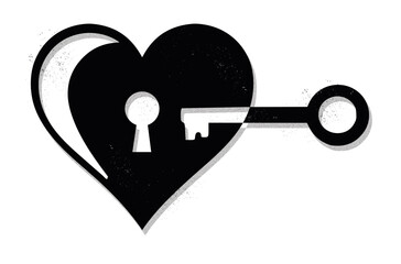 Vector illustration of a heart-shaped padlock with matching key. Ideal for love themes, Valentine’s Day cards, wedding invitations, and romantic gift designs