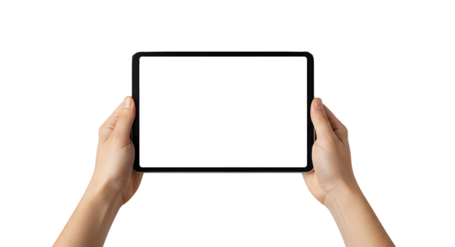 hand holding tablet png isolated transparent  background