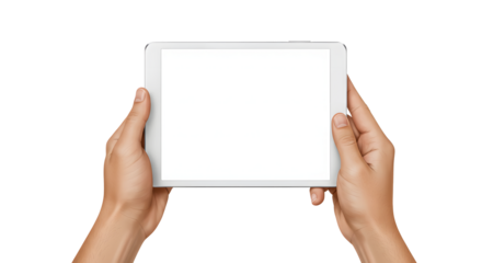 hand holding tablet png isolated transparent  background