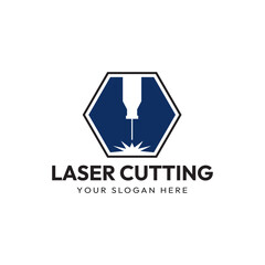 Laser Cutting Machine Logo Design Icon Vector Illustration, CNC Laser Machine Head logo, Laser Engraving Machine.