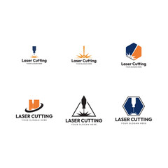 Laser Cutting Machine Logo Design Icon Vector Illustration, CNC Laser Machine Head logo, Laser Engraving Machine.