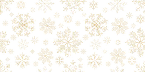 Christmas background, seamless pattern with gold snowflakes. vector illustration isolated on transparent background