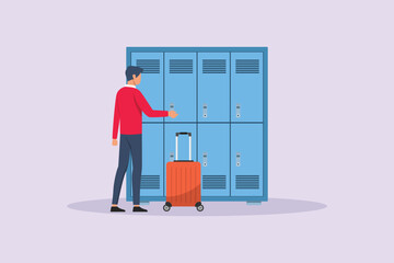 Travel Locker Concept. Colored flat vector illustration isolated