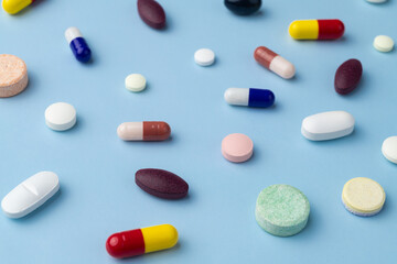 Assorted, different shape and color medication