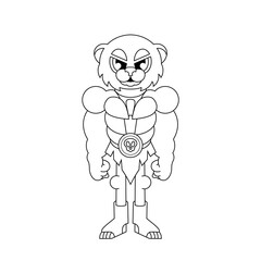 Cartoon character design of jungle beaver warrior outline