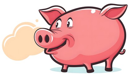 Vintage cartoon pig with speech bubble - retro style illustration for designs