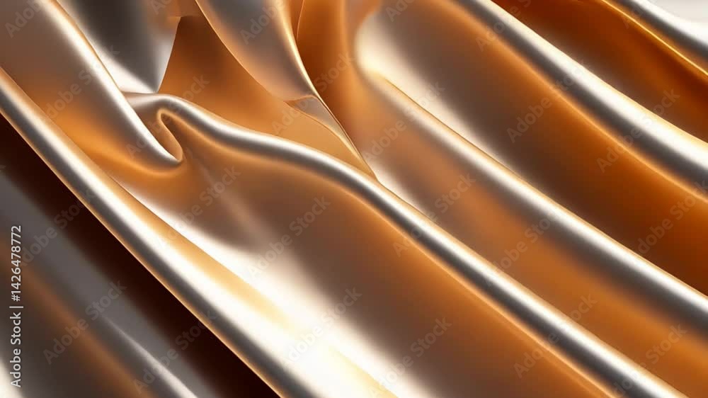 Poster captivating interplay of shimmering silver and rich gold fabrics flowing in mesmerizing patterns und