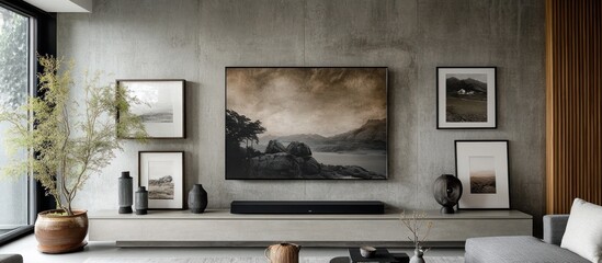 Modern Living Room with Art and TV