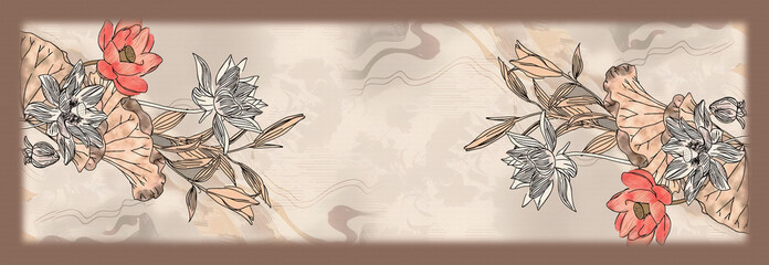 Digital Dupatta Textile design floral flower abstract dupatta with background texture colorful fancy seamless design