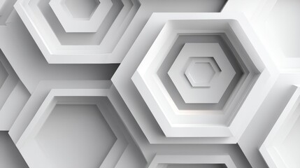 Layered geometric hexagons create a three-dimensional pattern.
