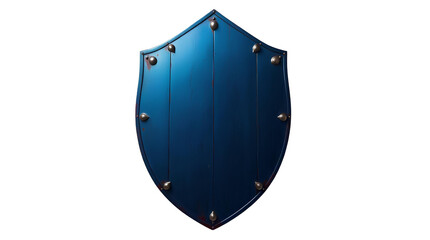 Photo of blue shield isolated on transparent background 