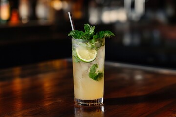 Classic mojito with mint and lime.