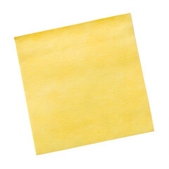Watercolor realistic yellow square sticky post note isolated on transparent background