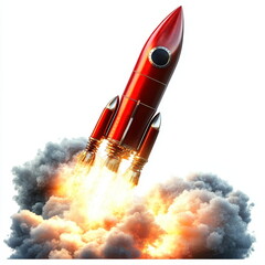 Red Rocket Launching into Space