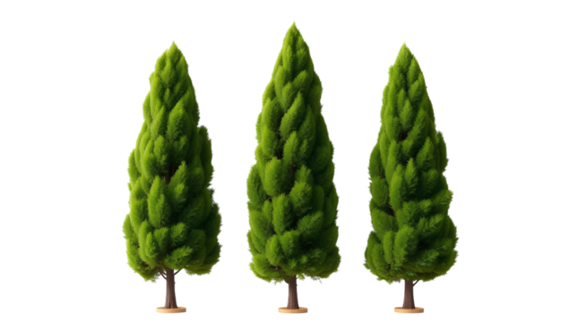 Photo of cypress trees isolated on transparent background