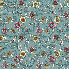 Colorful seamless floral digital design