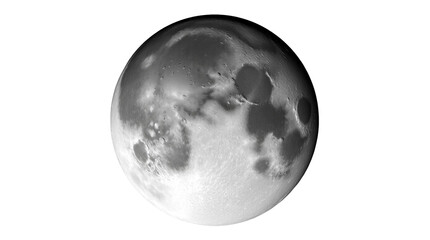 Photo of full moon in detail isolated on transparent background 
