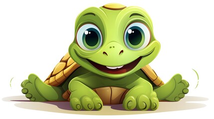 Fototapeta premium Adorable turtle smiling and lying down in a cute and funny pose - vector illustration