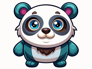 Obraz premium A high-quality vector illustration of a round cartoon panda with big eyes and tiny paws, isolated on a white background