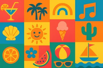 Fototapeta premium Summer Vibes: A Colorful Celebration of Sunshine, Fun, and Relaxation