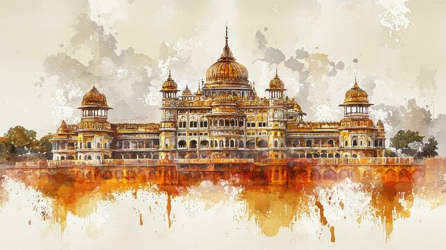 A traditional Mysore Dasara celebration poster with watercolor strokes and cultural elements