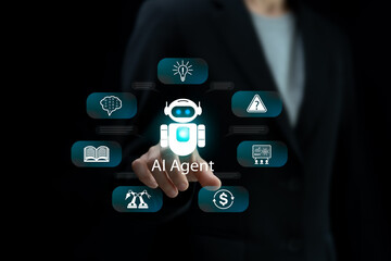 AI Agents Analyze for business and daily life concepts, Businesswomen use AI technology Assistants...