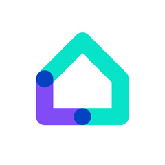 Letter L house line overlapping color logo design
