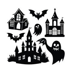halloween castle vector illustration
