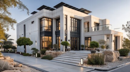 Fototapeta premium Modern, sophisticated villa with contemporary design features.